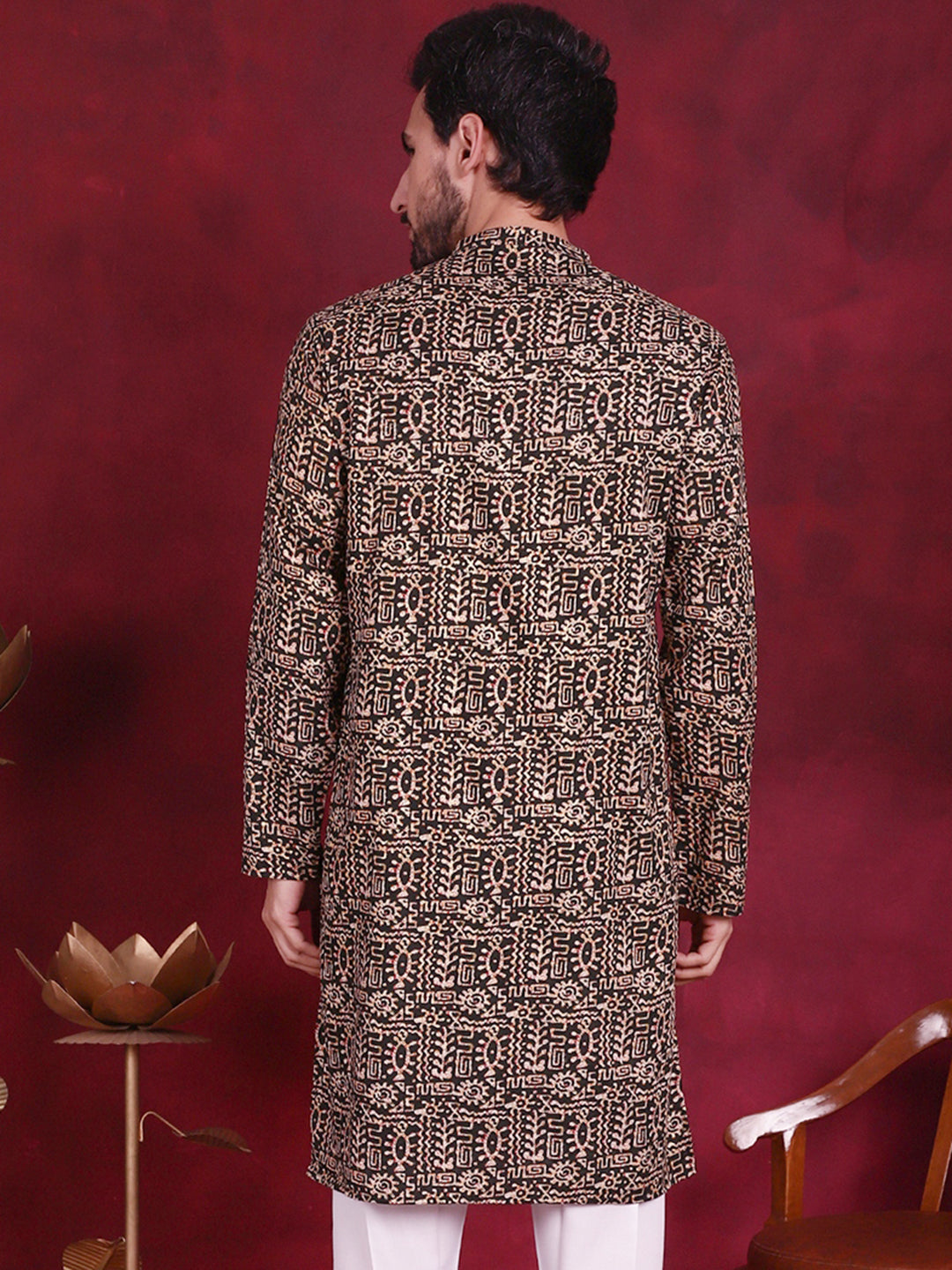 Jompers Men's Digital Printed Kurta - Olive