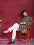 Jompers Men's Digital Printed Kurta - Olive