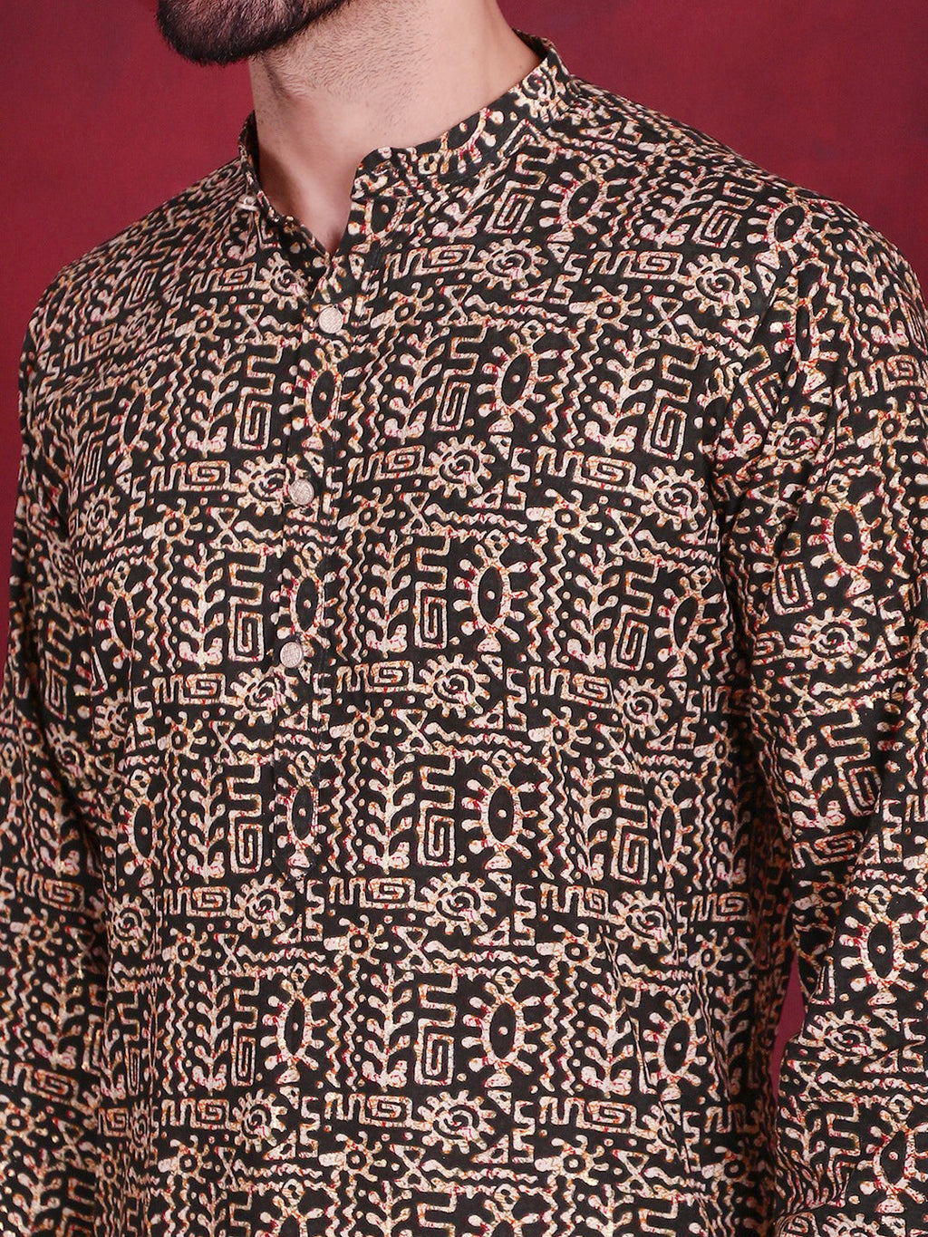 Jompers Men's Digital Printed Kurta - Olive