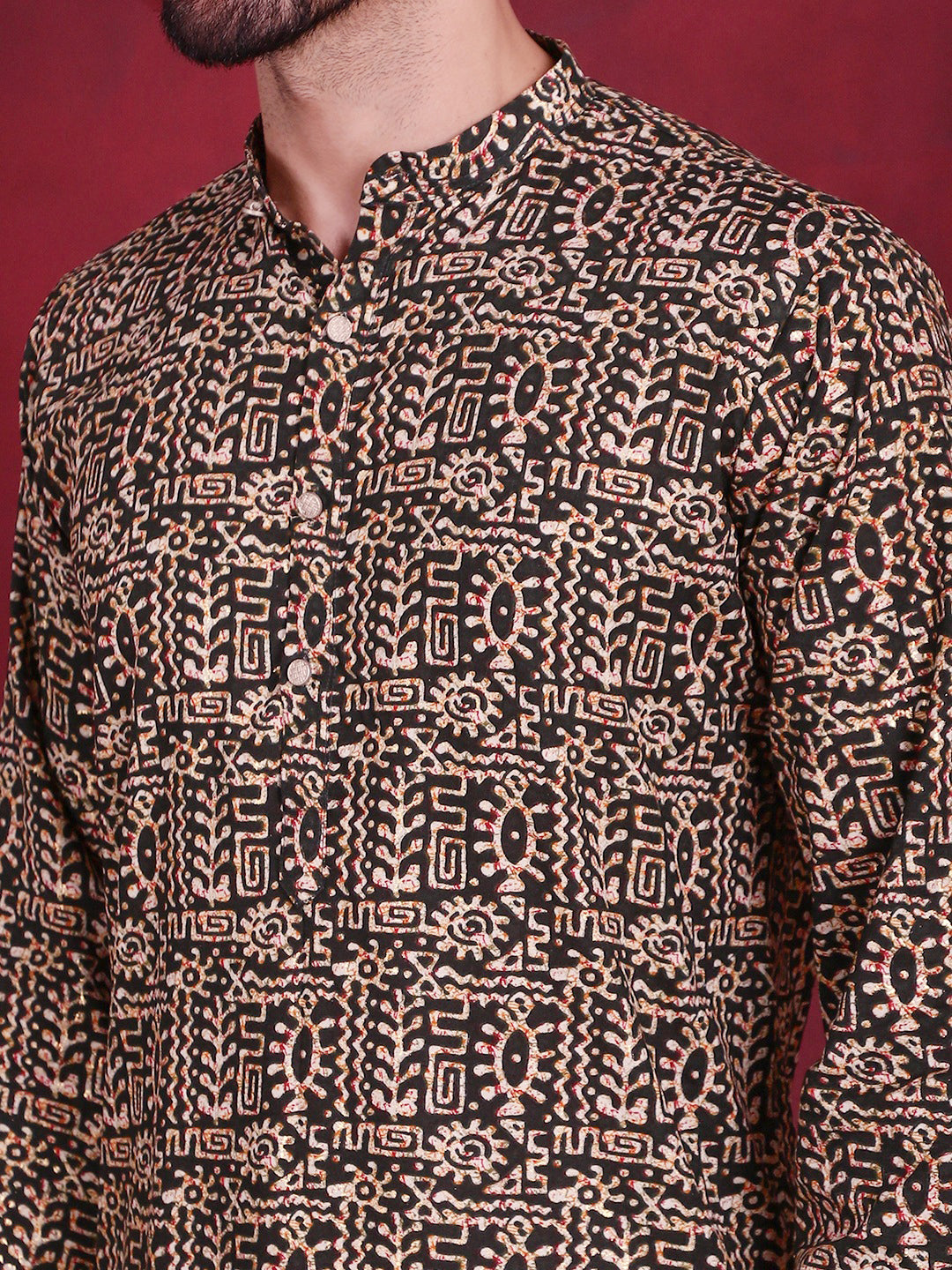 Jompers Men's Digital Printed Kurta - Olive
