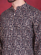 Jompers Men's Digital Printed Kurta - Navy Blue