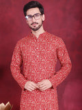 Jompers Men's Digital Printed Kurta - Red