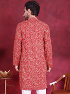 Jompers Men's Digital Printed Kurta - Red