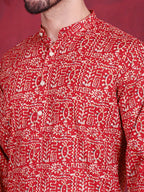 Jompers Men's Digital Printed Kurta - Red