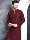 Jompers Men's Sequins Chikankari Embroidered Kurta - Purple