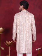 Jompers Men's Bandhani Printed Kurta - Cream
