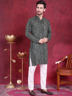 Jompers Men's Bandhani Printed Kurta - Green