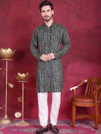 Jompers Men's Bandhani Printed Kurta - Green