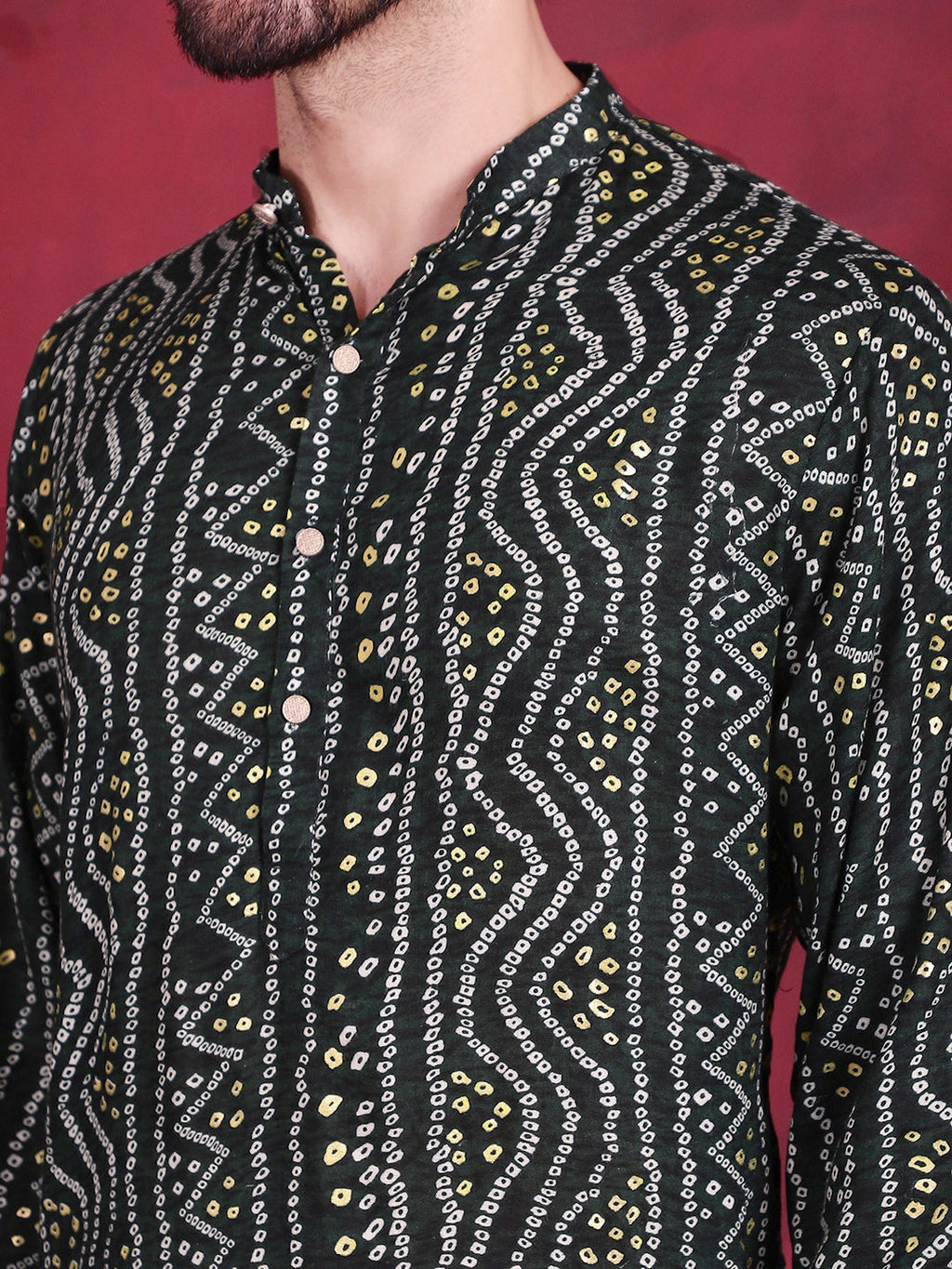 Jompers Men's Bandhani Printed Kurta - Green