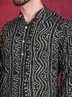 Jompers Men's Bandhani Printed Kurta - Green