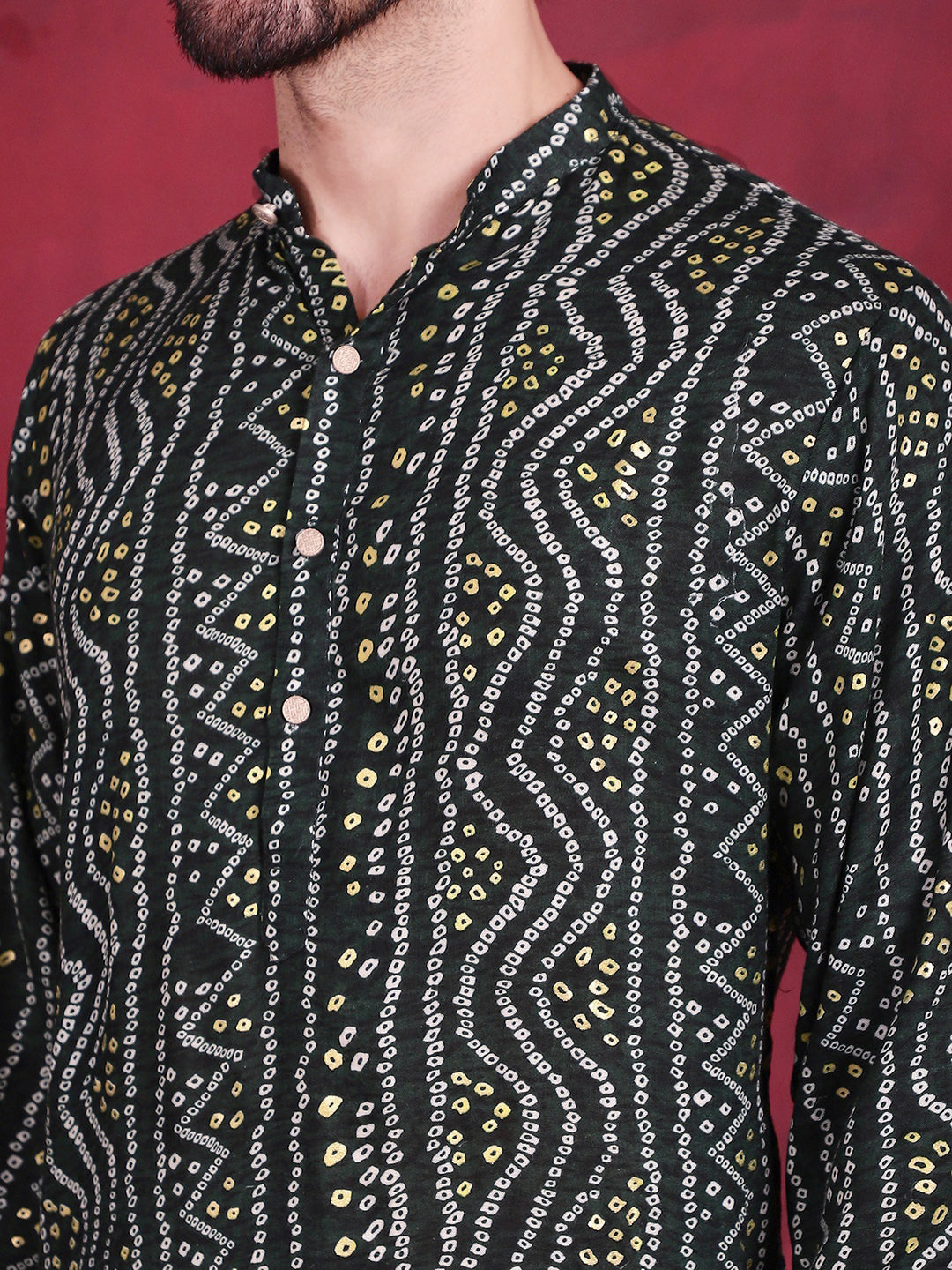 Jompers Men's Bandhani Printed Kurta - Green