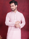 Jompers Men's Chikankari Embroidered Kurta - Pink