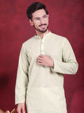 Jompers Men's Chikankari Embroidered Kurta - Pista