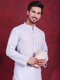 Jompers Men's Chikankari Embroidered Kurta - Sky Blue
