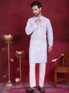 Jompers Men's Chikankari Embroidered Kurta - Sky Blue