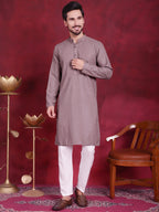 Jompers Men's Sequins Chikankari Kurta - Grey
