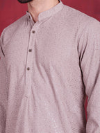 Jompers Men's Sequins Chikankari Kurta - Grey