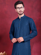 Jompers Men's Sequins Chikankari Kurta - Peacock