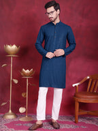 Jompers Men's Sequins Chikankari Kurta - Peacock