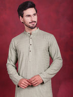 Jompers Men's Sequins Chikankari Kurta - Pista