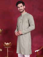 Jompers Men's Sequins Chikankari Kurta - Pista
