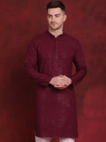 Jompers Men's Sequins Chikankari Kurta - Purple