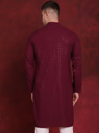 Jompers Men's Sequins Chikankari Kurta - Purple