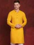 Jompers Men's Sequins Chikankari Kurta - Yellow