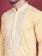 Jompers Men's Sequins Embroidered Kurta - Yellow