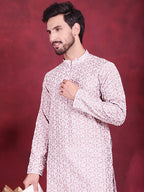 Jompers Men's Chikankari Embroidered Kurta - Purple
