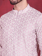 Jompers Men's Chikankari Embroidered Kurta - Purple