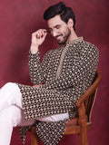 Jompers Men's Sequins Embroidered Kurta - Black