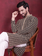 Jompers Men's Sequins Embroidered Kurta - Black