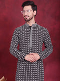 Jompers Men's Sequins Embroidered Kurta - Grey