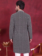 Jompers Men's Sequins Embroidered Kurta - Grey