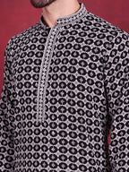 Jompers Men's Sequins Embroidered Kurta - Grey