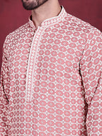 Jompers Men's Sequins Embroidered Kurta - Peach