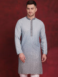 Jompers Men's Sequins Embroidered Kurta - Blue
