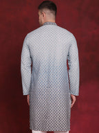 Jompers Men's Sequins Embroidered Kurta - Blue