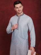 Jompers Men's Sequins Embroidered Kurta - Blue