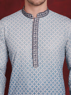 Jompers Men's Sequins Embroidered Kurta - Blue