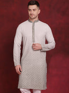 Jompers Men's Sequins Embroidered Kurta - Pista