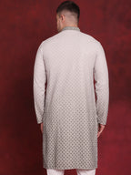 Jompers Men's Sequins Embroidered Kurta - Pista