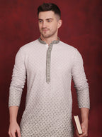 Jompers Men's Sequins Embroidered Kurta - Pista