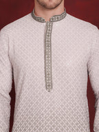 Jompers Men's Sequins Embroidered Kurta - Pista