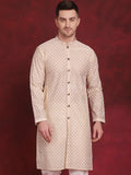 Jompers Men's Sequin Chikankari Front Open Kurta - Golden