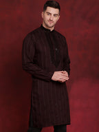 Jompers Men's Sequins Embroidered Kurta - Maroon
