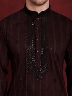 Jompers Men's Sequins Embroidered Kurta - Maroon