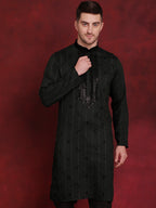 Jompers Men's Sequins Embroidered Kurta - Olive
