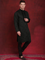 Jompers Men's Sequins Embroidered Kurta - Olive